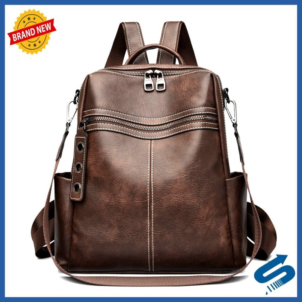 Convertible Backpack Purse Genuine Leather Travel Bag Anti-Theft Feature